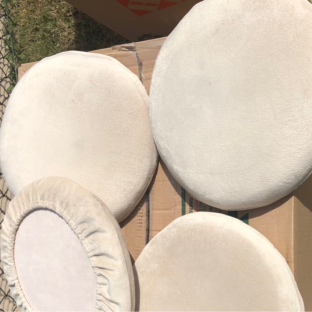 Set of Four (4) Comfortable Microfiber Beige Round Counter/Bar Stool Cushions